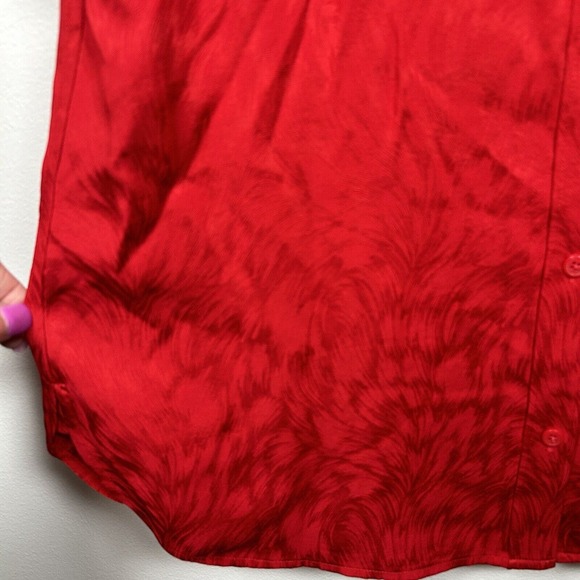 Equipment Femme Women's Long Sleeve Collared Button Down Blouse Red Size L - Picture 2 of 8